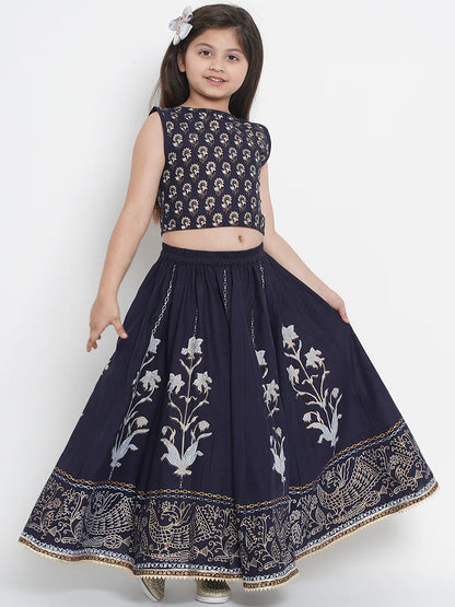 Navy Blue Ready to Wear Lehenga with Blouse