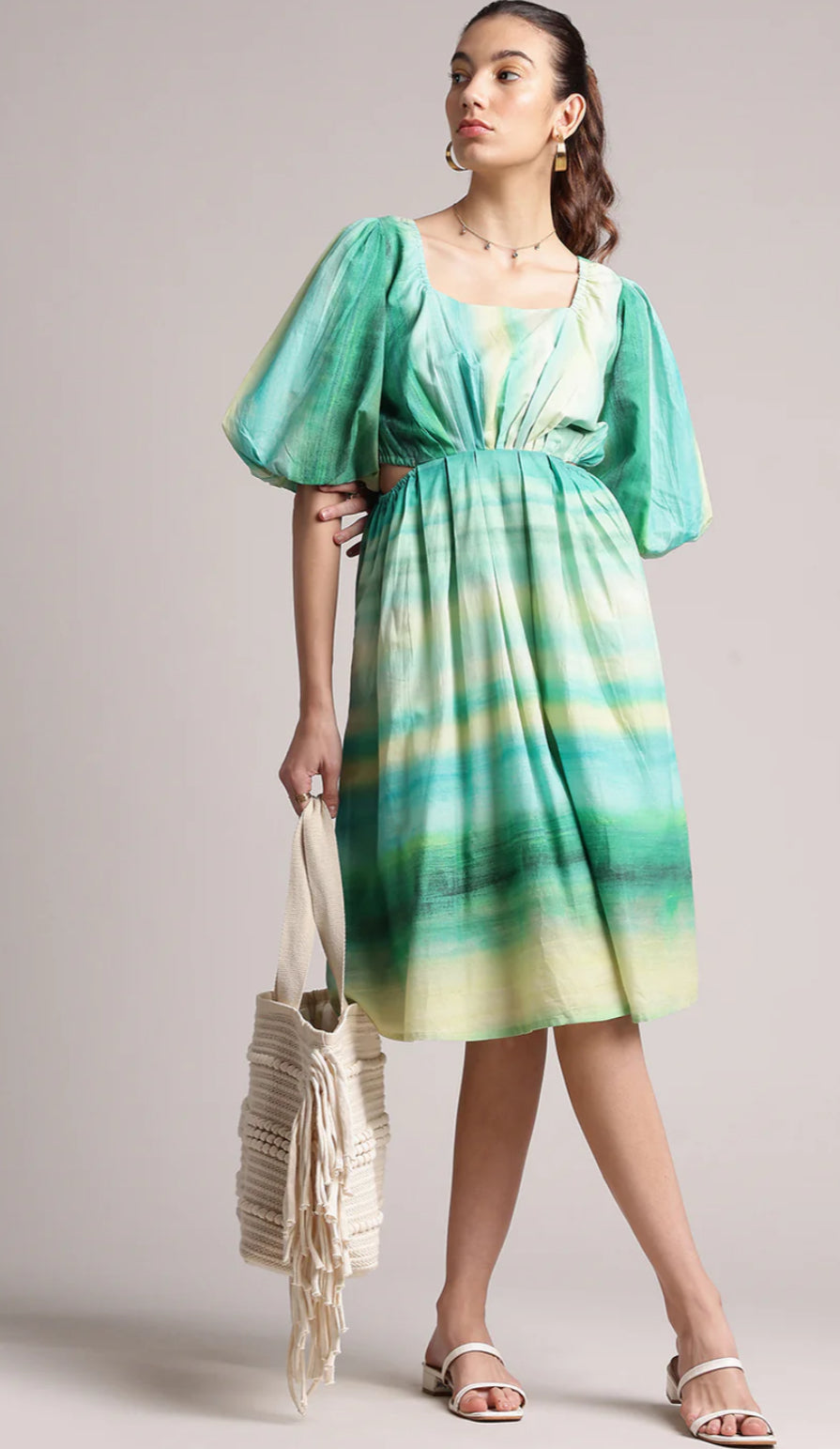 Multicolor Cotton Abstract Fit & Flare Dress