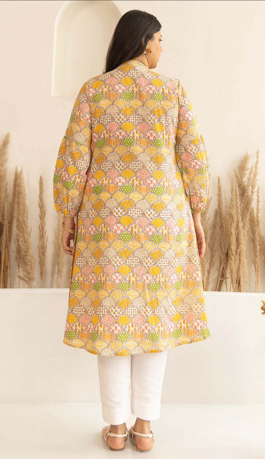 Multicolor Cotton Ethnic Motifs A Line Kurta