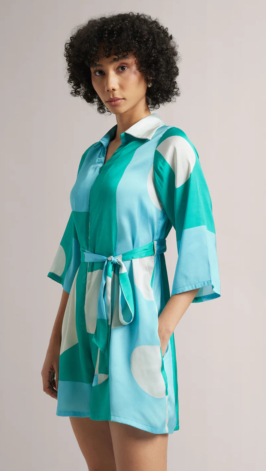 Mint Satin Colourblocked Jumpsuit