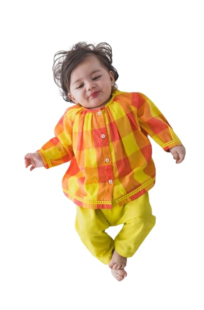 Chirpy Checks Jhabla Set-Yellow