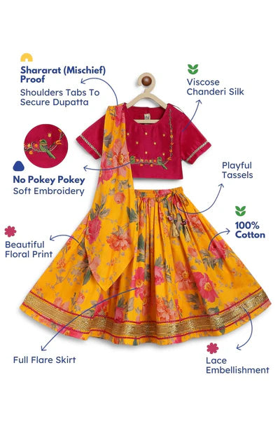 Floral Fun Lehenga Set - Yellow