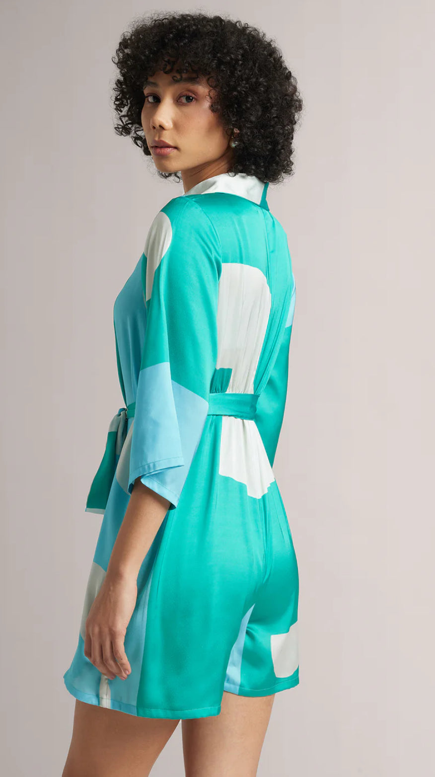 Mint Satin Colourblocked Jumpsuit