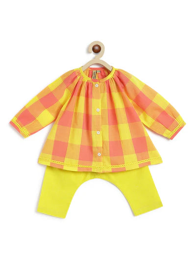 Chirpy Checks Jhabla Set-Yellow