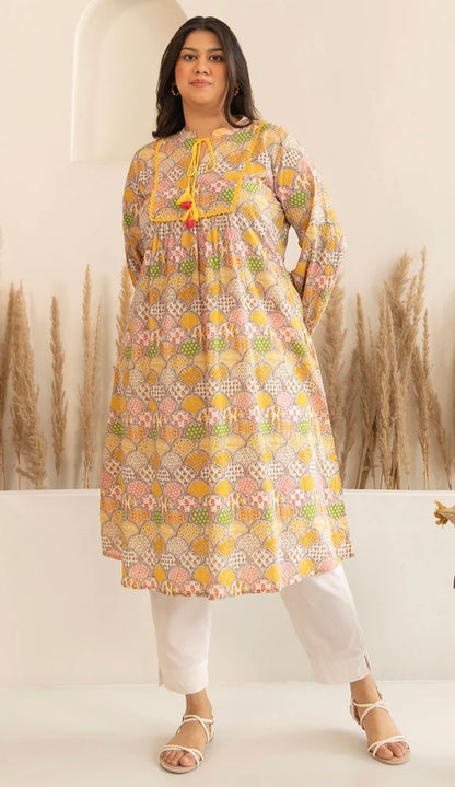 Multicolor Cotton Ethnic Motifs A Line Kurta