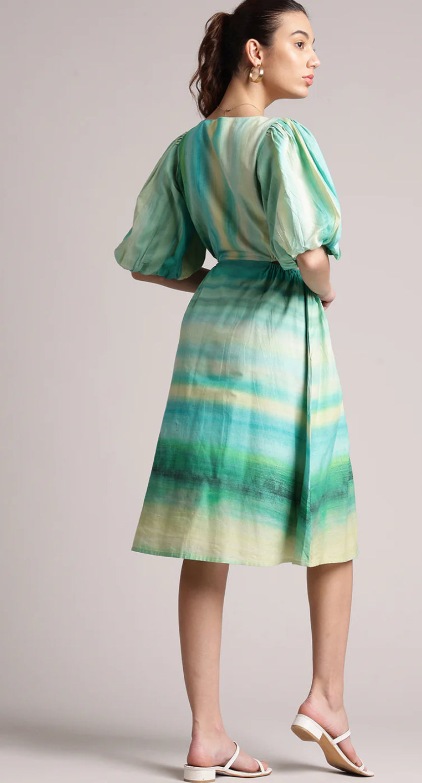 Multicolor Cotton Abstract Fit & Flare Dress