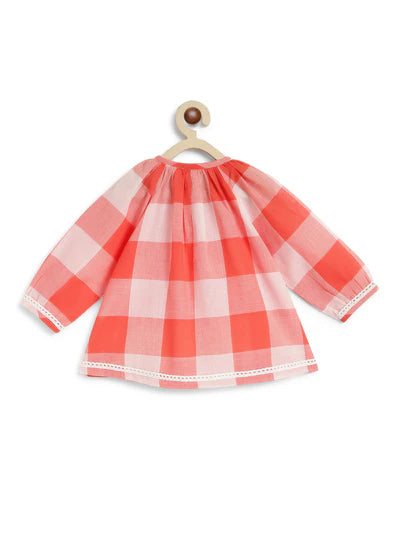 Chirpy Checks Jhabla Set-Red