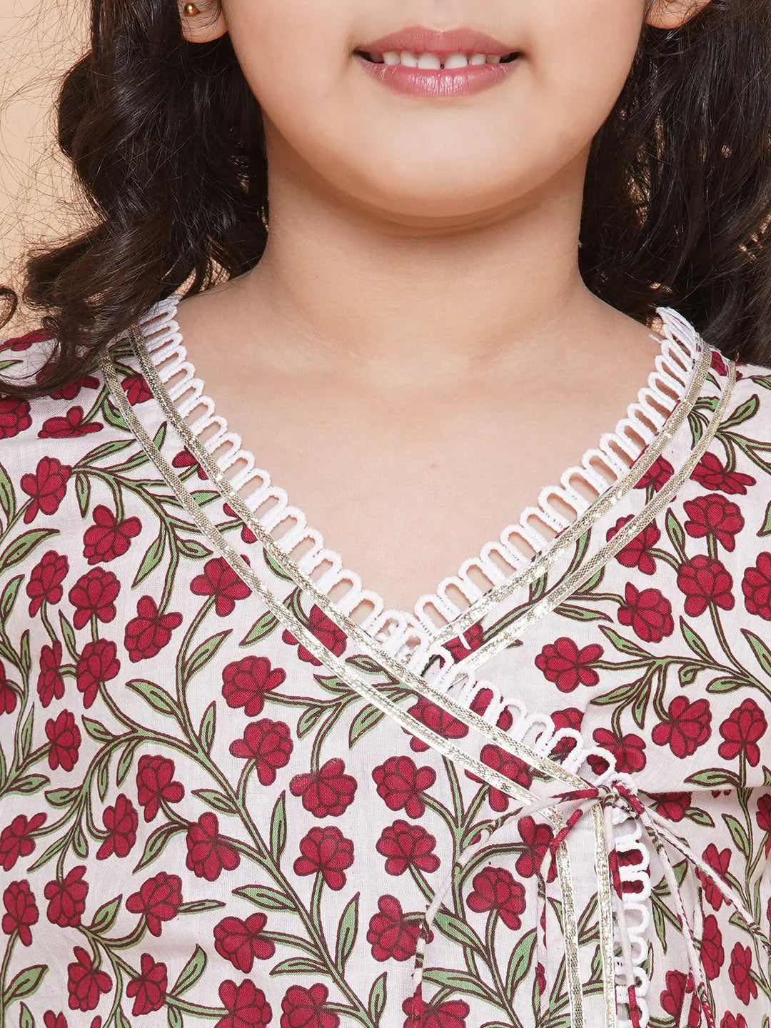 Off White Printed Kurta With Sharara