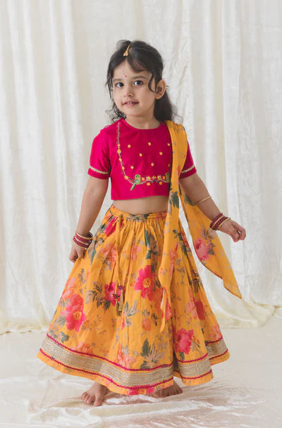 Floral Fun Lehenga Set - Yellow