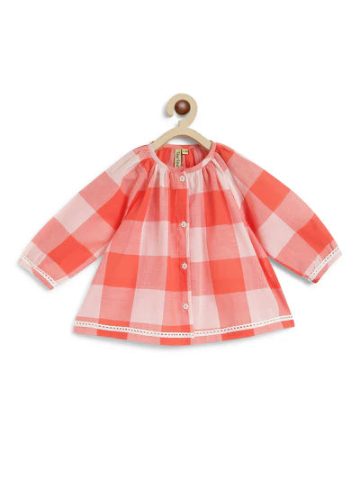 Chirpy Checks Jhabla Set-Red