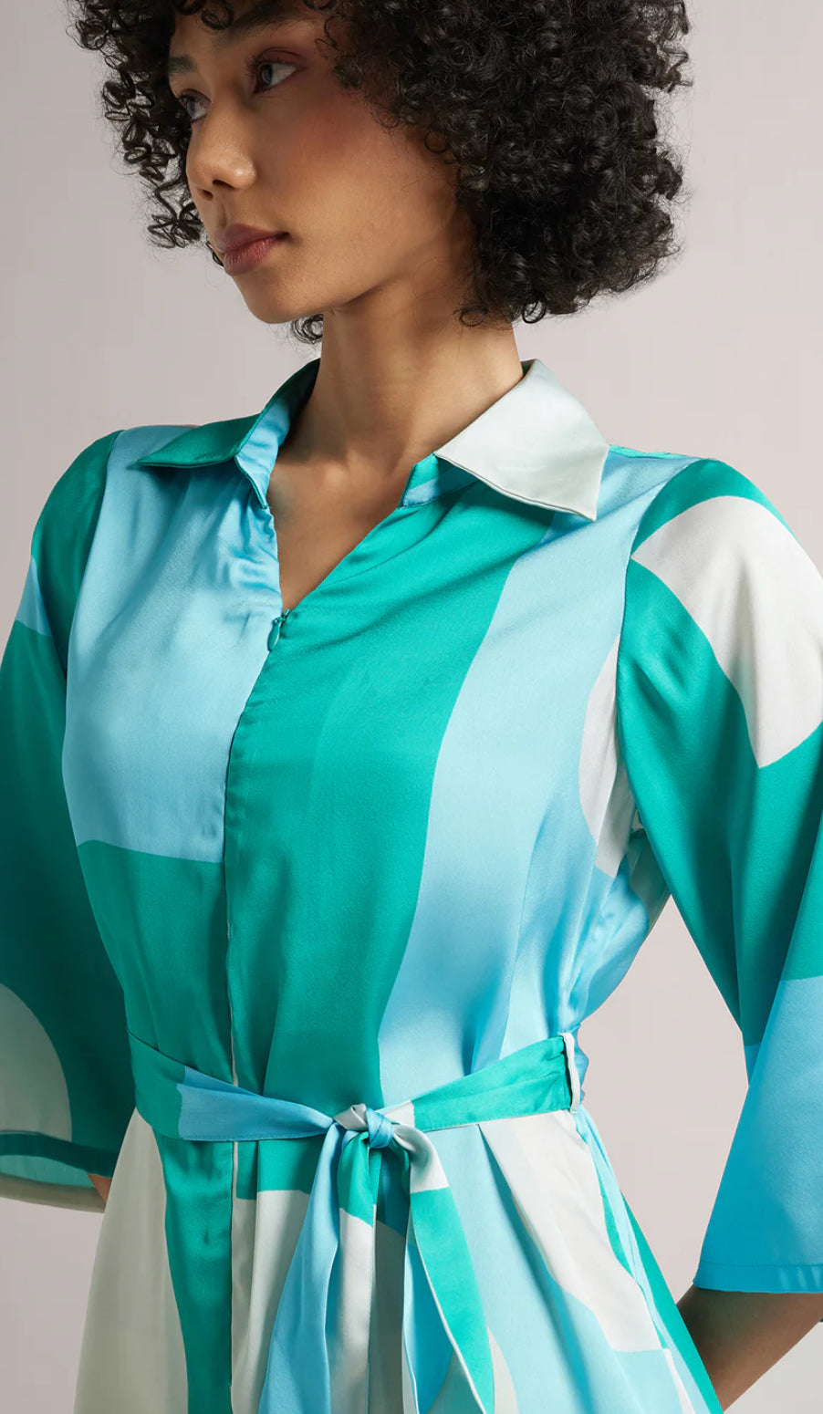 Mint Satin Colourblocked Jumpsuit