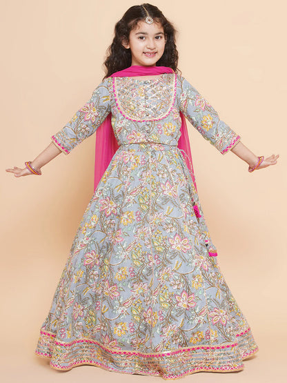 Girls Printed Ready to Wear Lehenga & Blouse With Dupatta