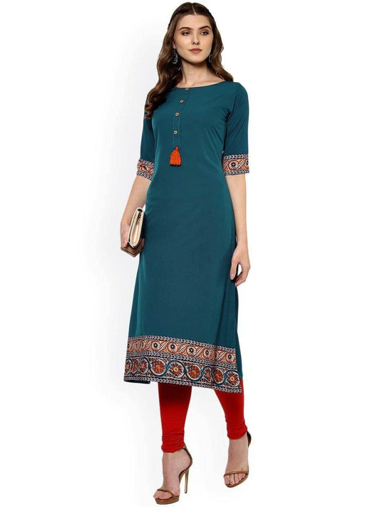 Turquoise Poly Crepe Kurta