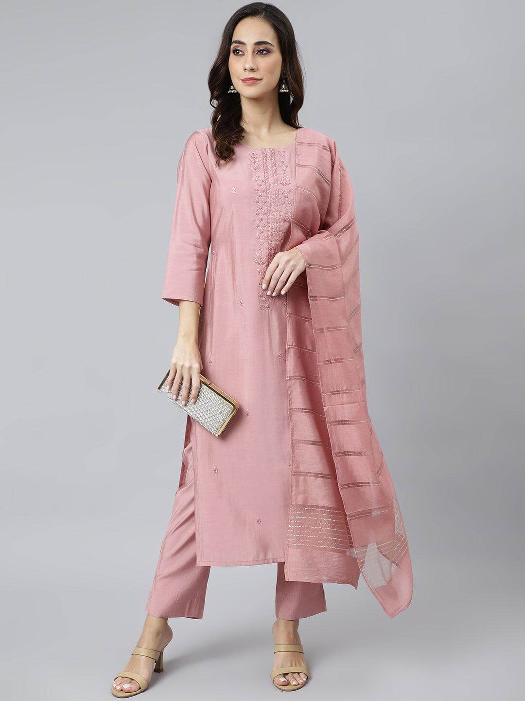 Baby pink kurta for ladies best sale