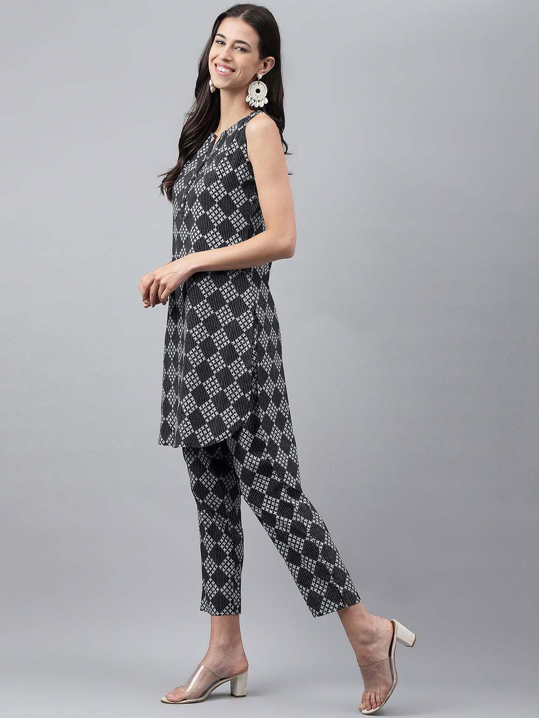 Black Cotton Ethnic Motifs Co-Ords Set