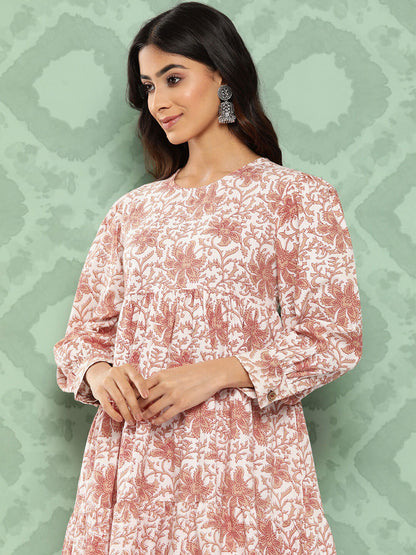 White Cotton Botanical Printed Co-Ords Set