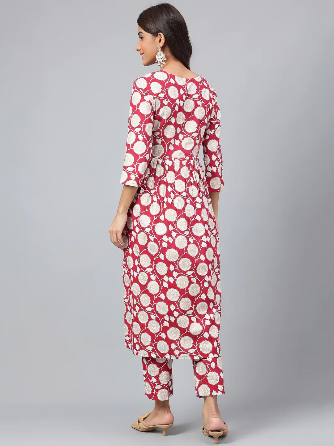 Maroon Cotton Floral Printed Co-Ords Set