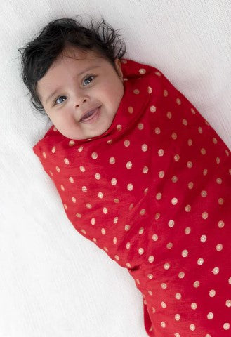 Baby Soft Brocade Swaddle - Red