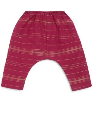 Unisex Zari Stripes Jhabla Set - Purple