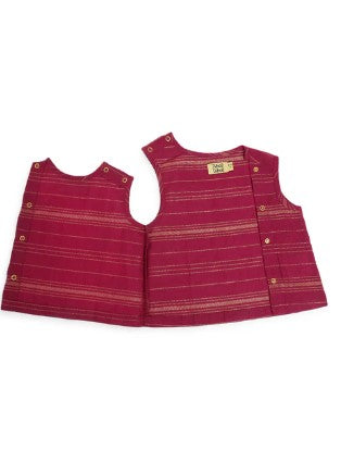 Unisex Zari Stripes Jhabla Set - Purple