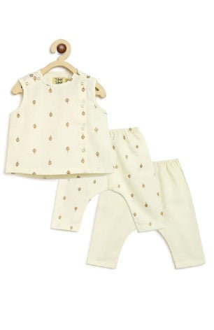 Sadabahar Unisex Jhabla Set - Cream