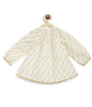 Baby Girl Bandhani Printed Jhabla Ethnic Set-Cream