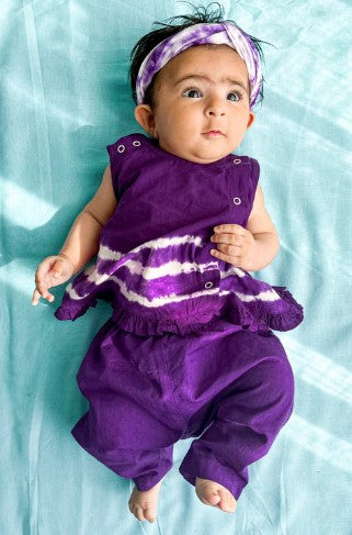 Baby Girl Set Purple Tie Dye Stripe