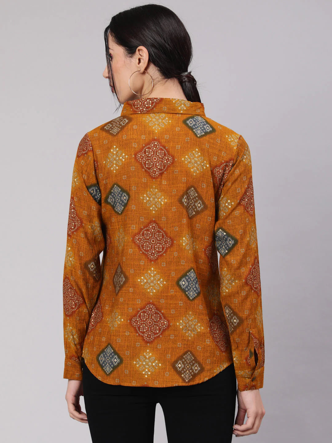 Mustard Bandhani Print Shirt