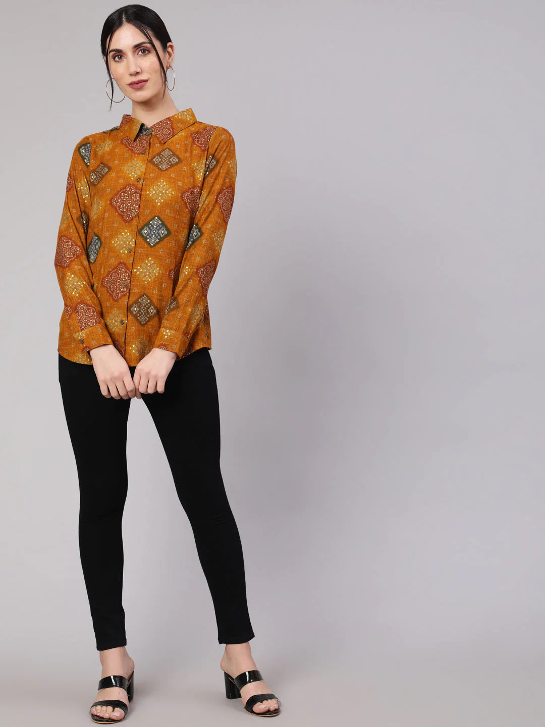 Mustard Bandhani Print Shirt